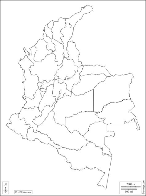 mapa politico de colombia mudo